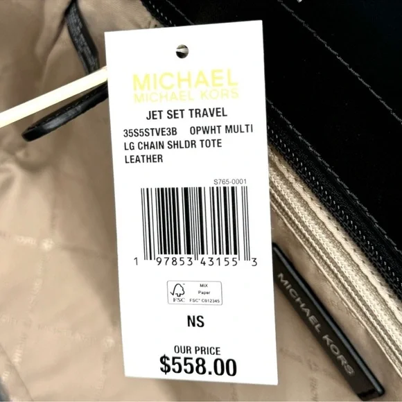 Michael Kors Large Jet Set Travel Chain Shoulder Bag Optic White Multi - Picture 11 of 11